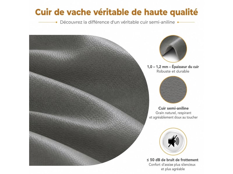  Fauteuil relax électrique pivotant 270° – cuir véritable pleine fleur premium – usbusb-c  - Conforama D