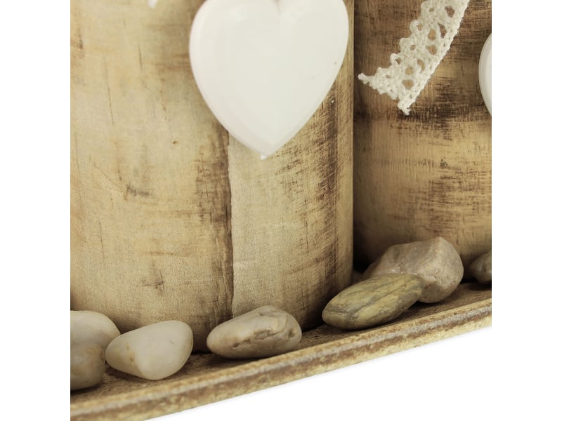  Lot de 3 porte-bougies décoratifs effet bois décor romantique cosy 30 x 10 x 10 cm en plastique marron 13_0011897  - Conforama D