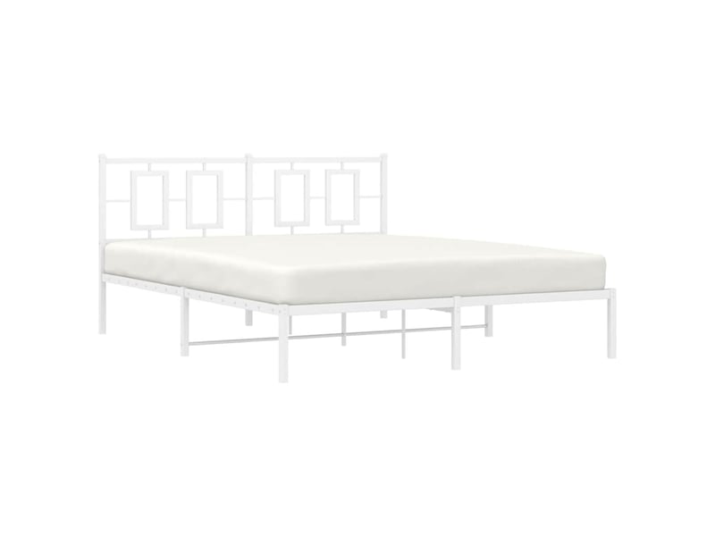  Lit double- lit adulte -  cadre de lit métal sans matelas et tête de lit blanc 150x200 cm  - Conforama C