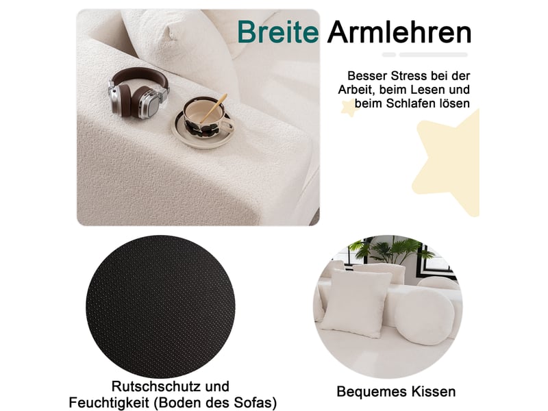 Canapé modulable, canapé de salon – sans cadre, en tissu chenille, sans montage, style cloud - Conforama D