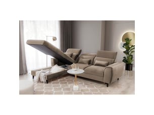 Canapé d'angle convertible marron angle gauche 4 places fable
