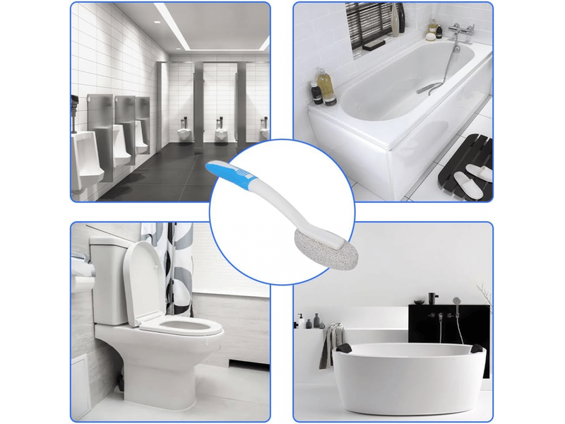 Brosse de nettoyage en pierre ponce, manche de toilette, pour salle de bain, toilettes, élimination des taches, eau, anneaux de cuvette - Conforama E