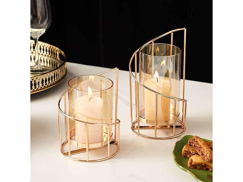  Bougeoir en métal decoration de table or 11x20.5cm  - Conforama C