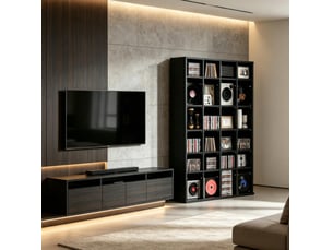 Bibliotheque coloris noir 24 étagère(s) <strong>DESMIU</strong> <strong></strong> - 20 cm x 130.5 cm