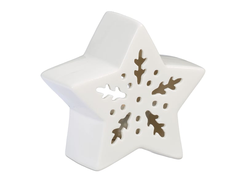  Photophore en forme d'étoile décoration intérieur ambiance cosy 15 x 15 x 15 cm en céramique blanche 13_0015170  - Conforama A