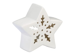 Photophore en forme d'étoile décoration intérieur ambiance cosy 15 x 15 x 15 cm en céramique blanche 13_0015170