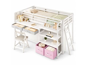 Lit mezzanine 90x200 cm <strong></strong> <strong></strong> coloris blanc