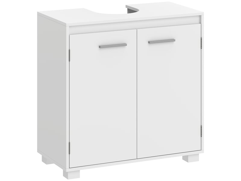 Meuble sous évier avec étagère réglable et 2 portes, 60 x 30 x 60 cm, blanc  - Conforama A
