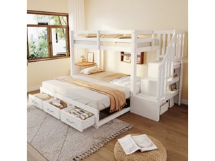 Lit superposé 90x200 cm <strong>NAHILIMI</strong> <strong></strong> coloris blanc