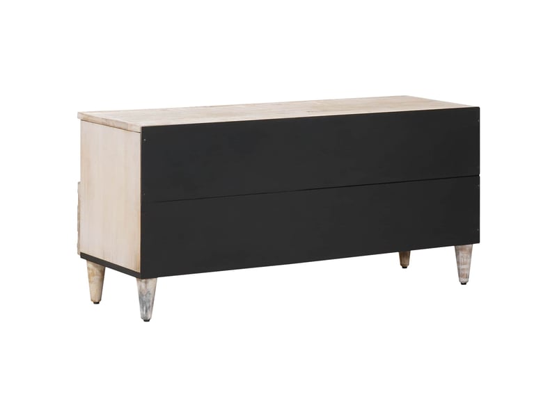  Meuble tv - banc tv - meuble de rangement blanc 100 x 33,5 x 46 cm bois de mangue massif  - Conforama E