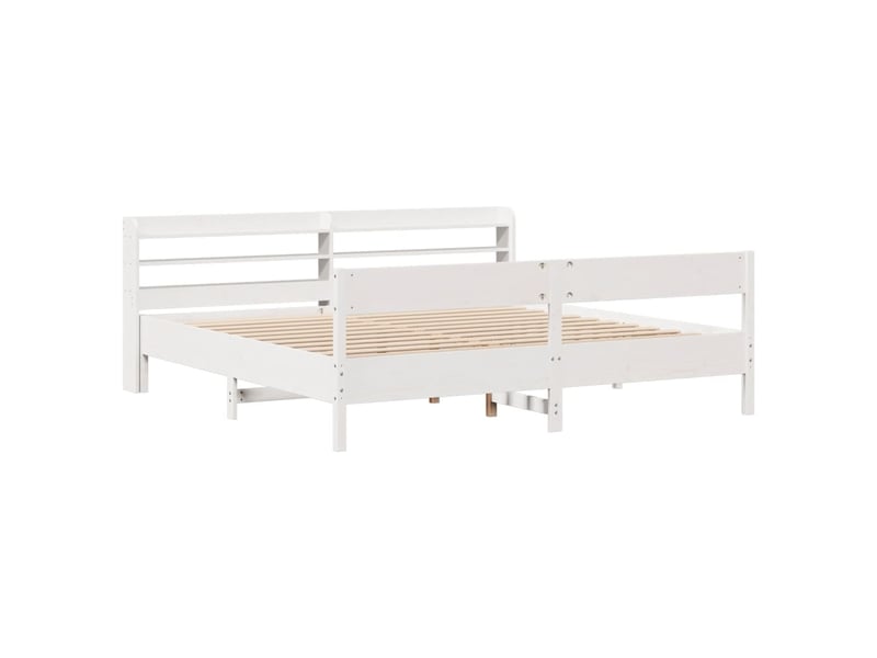 Lit double- lit adulte -  cadre de lit sans matelas blanc 180x200 cm bois massif de pin  - Conforama B