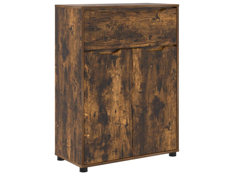 Cabinet de salle de bain, meuble de rangement chêne fumé 72.5x36.5x100 cm - Conforama A