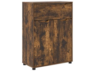 Cabinet de salle de bain, meuble de rangement chêne fumé 72.5x36.5x100 cm