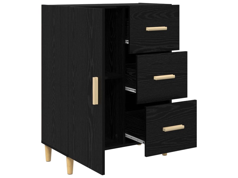  Buffet - bahut - meuble de rangement chêne noir 34 x 69,5 x 90 cm bois d'ingénierie  - Conforama E