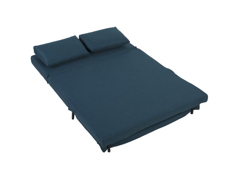  Canapé convertible 2 places, canapé-lit clic-clac 3 en 1 avec dossier réglable, oreiller, bleu, assise large  - Conforama B