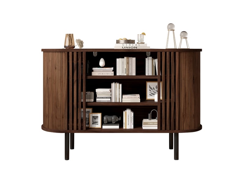 Buffet 120x40x80 cm à 3 niches ouvertes décor noyer - Conforama A