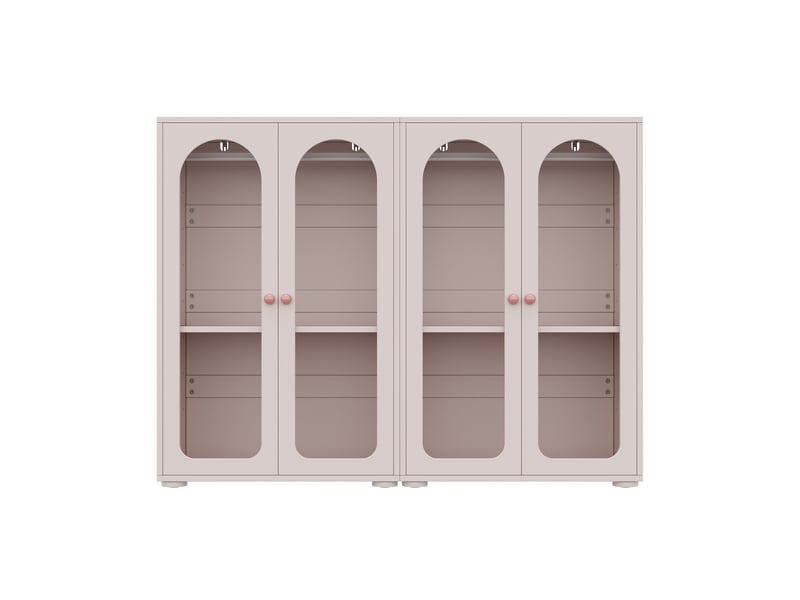  Lot de 2 armoires enfant 2 portes par armoire, façades acryliques et poignées céramique - rose poudré - 1,6e+2 x 5e+1 x 1,2e+2 cm IKSETERA TRADING LTD - Conforama A