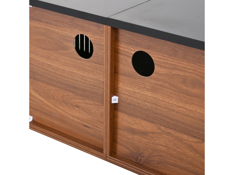  Meuble tv moderne noir et noyer, 190 cm avec rangement  - Conforama C