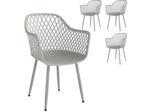Lot de 4 chaises de jardin 56 x 51 x 84 cm – gris – dossier enveloppant, accoudoirs et patins réglables
