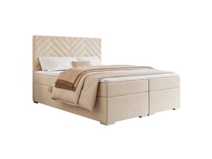 Lit coffre 160x200 cm <strong>IDOHOME</strong>  <strong>NEREA</strong> coloris beige