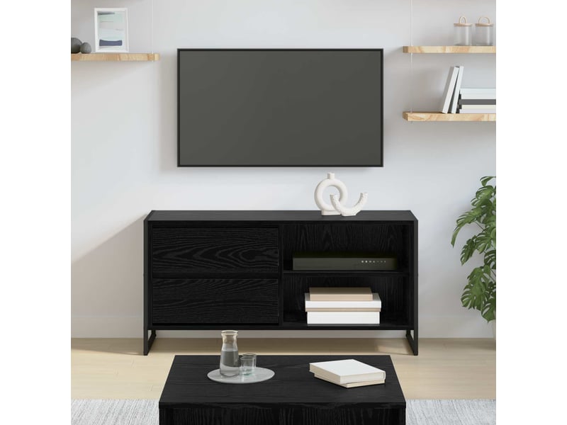  Meuble tv - banc tv - meuble de rangement 100 x 36 x 49,5 cm chêne noir bois d'ingénierie  - Conforama B
