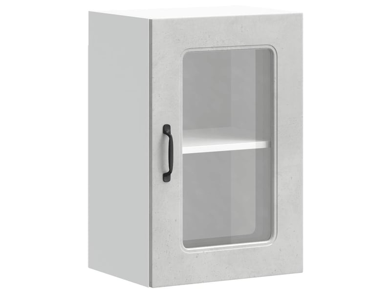  Armoire murale de cuisine avec porte en verre kalmar gris béton shl5200  - Conforama A