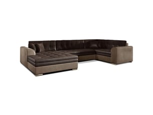 Canapé panoramique convertible caldero 5 places marron – angle gauche – 4 coussins