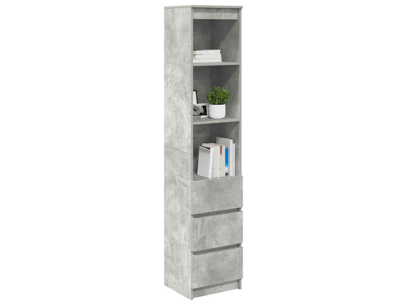  Buffet haut - bahut - meuble de rangement gris béton 37,5x35x180 cm bois d'ingénierie  - Conforama D