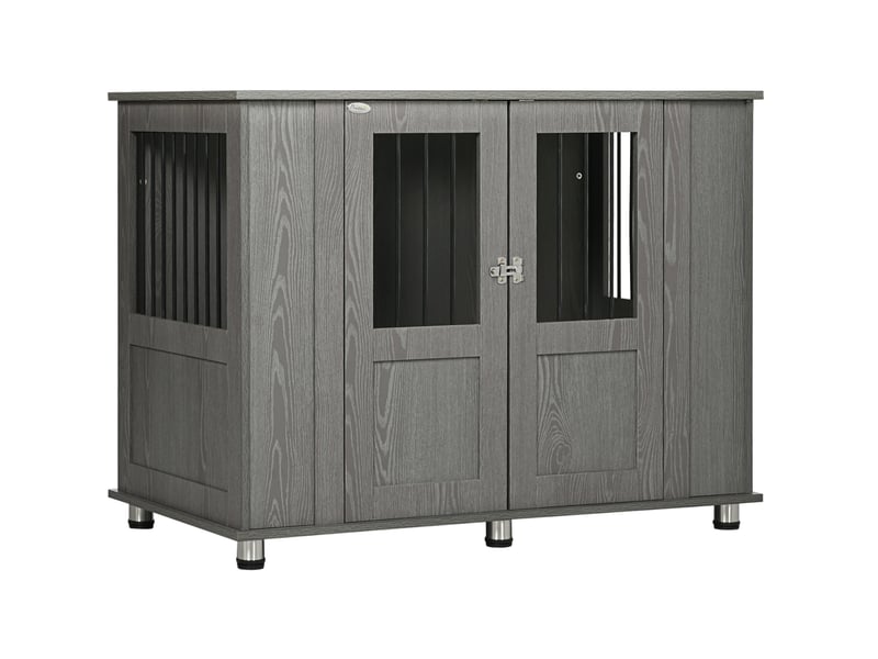  Meuble avec serrure 114x60x82 cm bois gris  - Conforama A