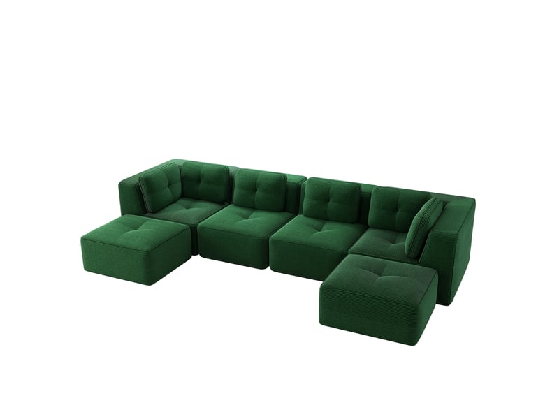  Canapé panoramique modulable 4 places velours côtelé vert – 386 x 177 x 69 cm Fay Lum - Conforama A