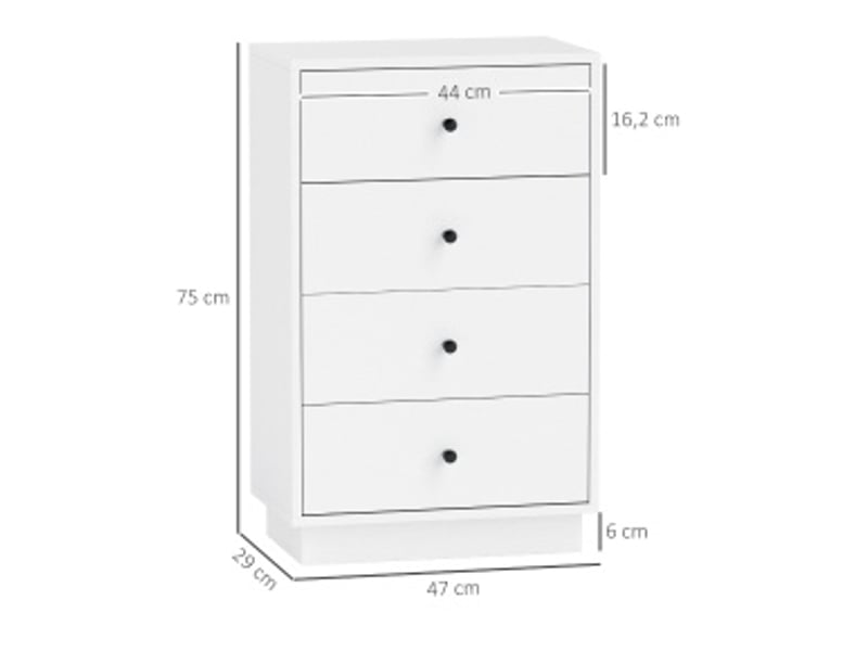 Commode à 4 tiroirs blanche 47 x 29 x 75 cm  - Conforama E