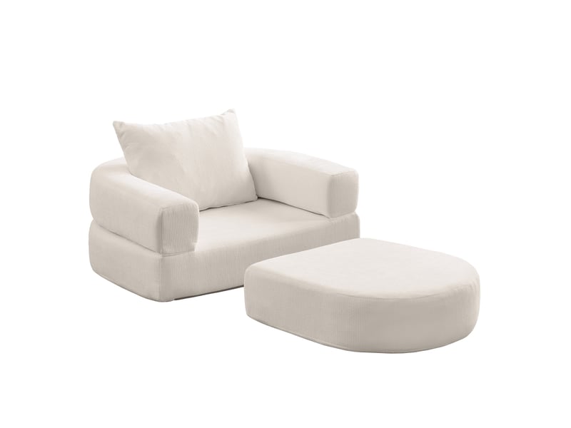  Canapé convertible 1 place en tissu beige pliable avec coussin, format sol pour salon, chambre d'amis ou studio  - Conforama A