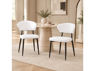 Lot de 2 chaises de salle à manger blanches et noires en pu avec pieds en métal