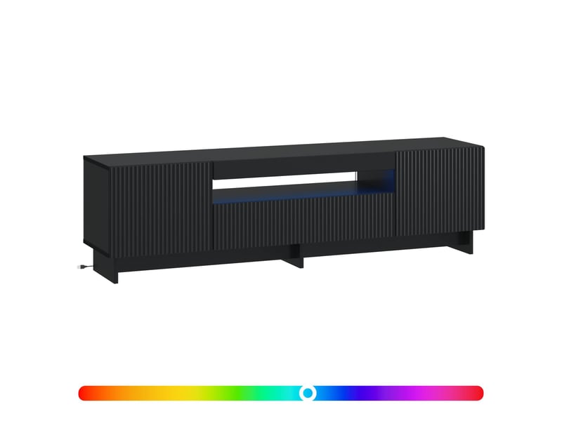 Meuble tv - banc tv - meuble de rangement led noir bois d'ingénierie - Conforama C