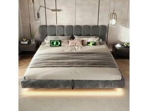Lit coffre 160x200 cm CozyNest coloris gris
