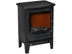 Cheminée électrique led noire 9001800 w avec effet flammes, sur pied