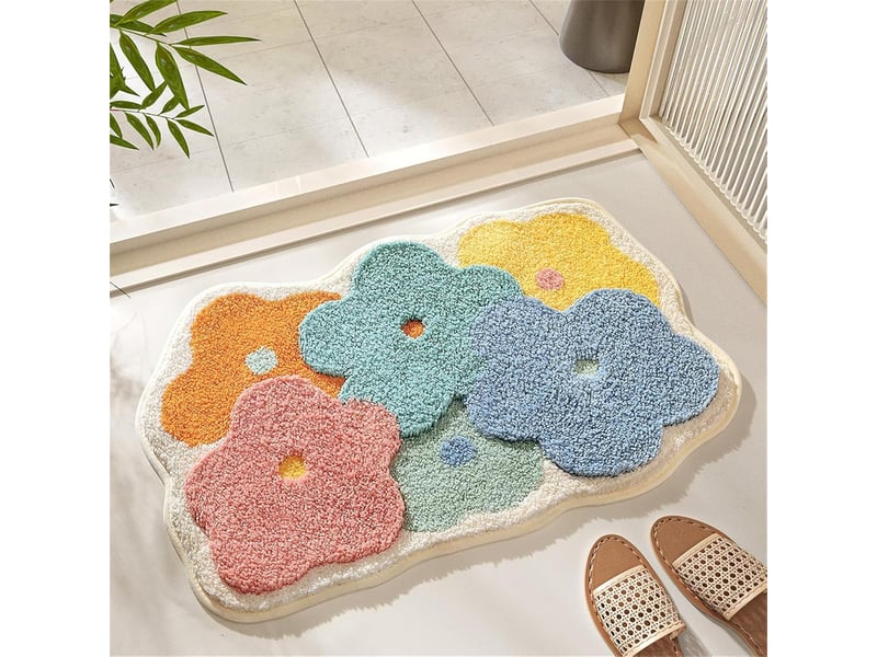  Tapis de bain antidérapant mignon,t apis salle de bain absorbant en microfibre douce, absorbant l'eau, lavable en machine, pour salle de bains,45x70cm  - Conforama A