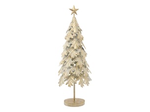 Sapin de noël décoratif en métal or et blanc h. 90 cm