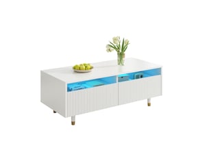 Table basse rectangulaire coloris blanc <strong>MERAX</strong> <strong>table basse blanc</strong> - 50 cmx100 cm