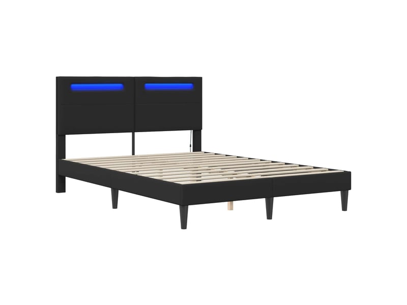  Lit double- lit adulte -  cadre de lit avec bandes led noir 120 x 190 cm simili cuir  - Conforama D