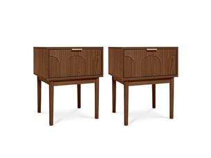 Lot de 2 tables de chevet finition noyer 1 tiroir - nolan