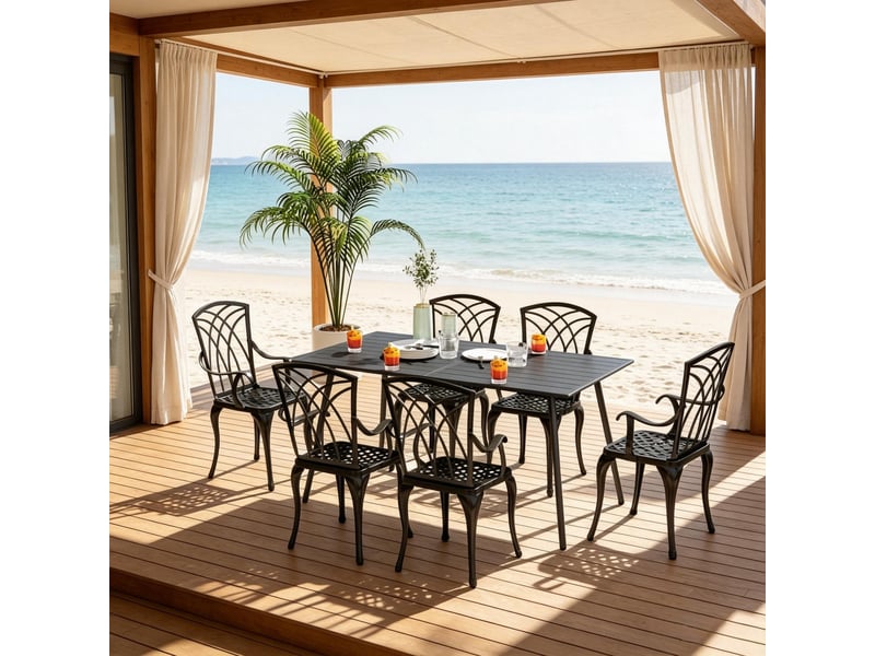  Table de terrasse moderne, table de jardin élégante, table à manger extérieure pratique, design chic  - Conforama D