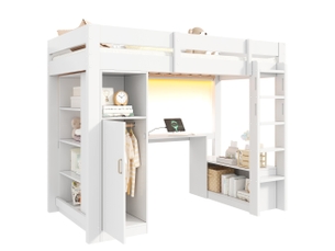 Lit mezzanine 90x200 cm MIVRAY coloris blanc