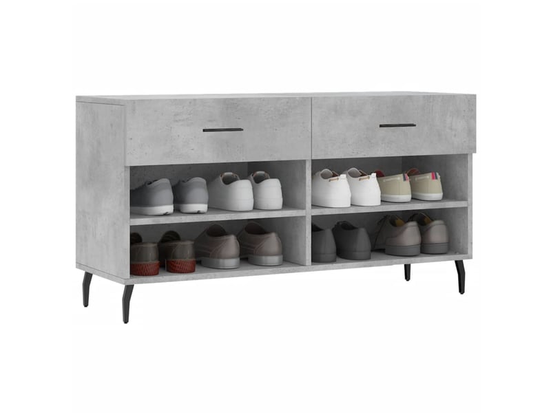  Banc à chaussures, meuble à chaussures gris béton 102x35x55 cm bois d'ingénierie shl1738  - Conforama C