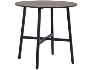 Table de salle à manger ronde pour 4 personnes avec plateau brun, piètement métal, style industriel, ø 80 × 76 cm