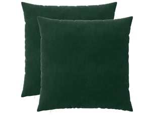 Lot de 2 coussins avec oreiller, coussins décoratifs heerlen vert foncé velours cf50662