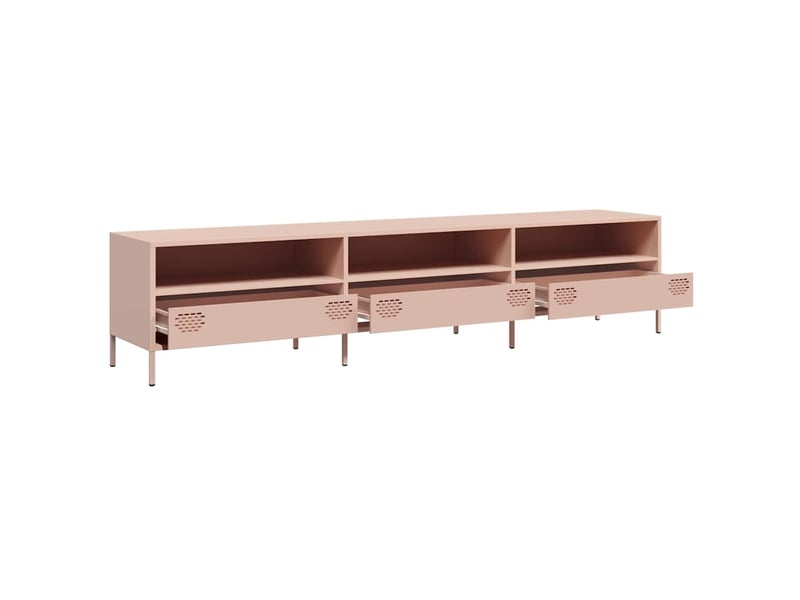  Meuble tv - banc tv - meuble de rangement rose 202x39x43,5 cm acier laminé à froid  - Conforama E