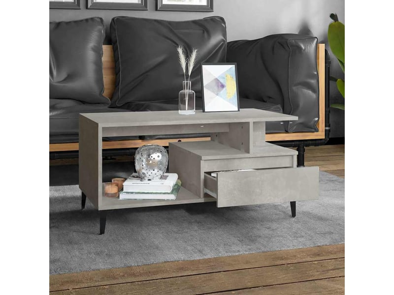  Table basse - table de salon - table à thé gris béton 90x49x45 cm bois d'ingénierie  - Conforama C