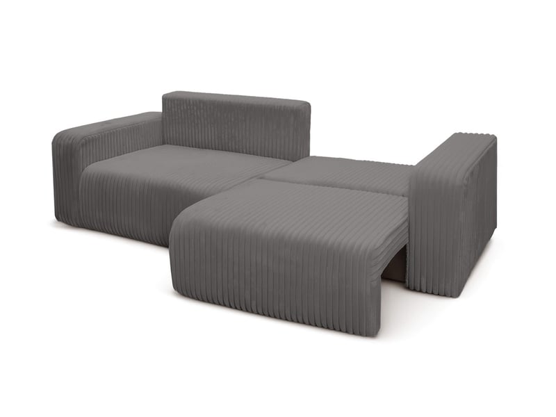 Canapé droit 3 places alya convertible en velours côtelé épais - gris foncé ALYA - Conforama D