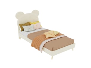 Lit simple 90x200 cm <strong>MAISENTIEL</strong>  <strong></strong> coloris beige